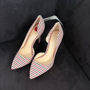 Jessica Simpson Red and White Striped Heels